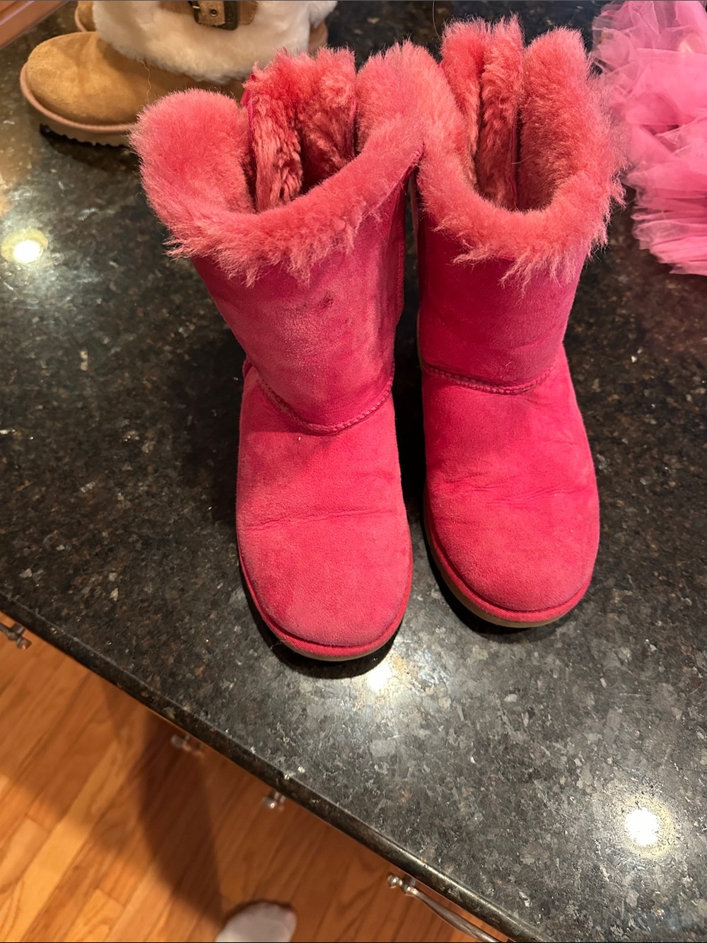 UGG Pink Suede Shearling Boots-kids
